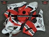 White, Orange and Red Repsol Fairing Kit for a 2005 and 2006 Honda CBR600RR motorcycle