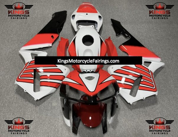 Honda CBR600RR (2005-2006) White, Red & Black Striped Wing Fairings