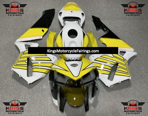 Honda CBR600RR (2005-2006) White, Yellow & Black Striped Wing Fairings