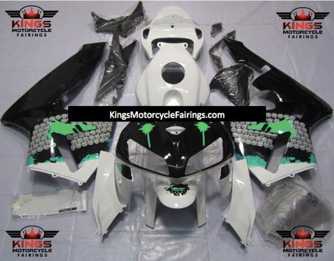 Honda CBR600RR (2005-2006) White, Black & Light Green Splatter Fairings