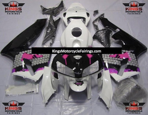 Honda CBR600RR (2005-2006) White, Black & Pink Splatter Fairings