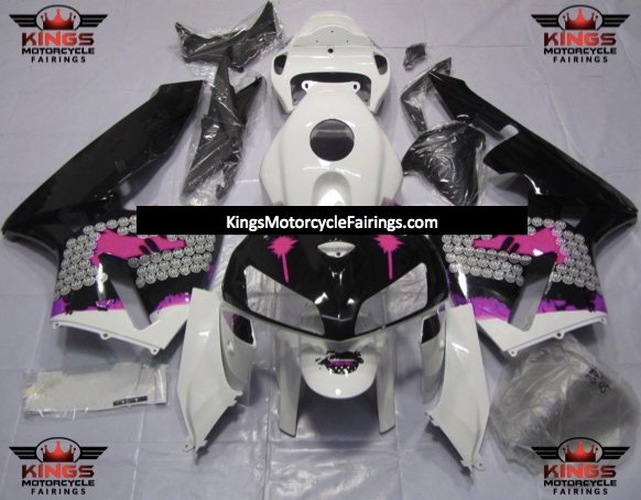 White, Black and Pink Splatter Fairing Kit for a 2005 and 2006 Honda CBR600RR motorcycle