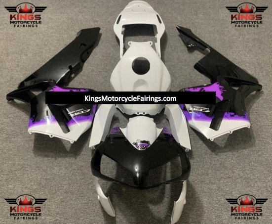 Honda CBR600RR (2003-2004) White, Black & Purple Splatter Fairings