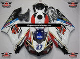 White, Black and Red Carrera Fairing Kit for a 2004 and 2005 Honda CBR1000RR motorcycle