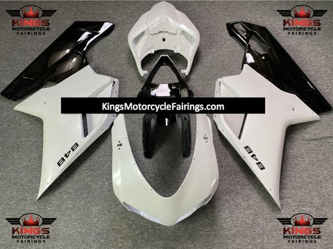 Pearl White and Black Fairing Kit for a 2007, 2008, 2009, 2010, 2011 & 2012 Ducati 1098 motorcycle