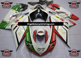 White, Red, Green, Black and Gold ACCOSSATO Fairing Kit for a 2007, 2008, 2009, 2010, 2011 & 2012 Ducati 1098 motorcycle