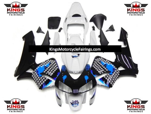 Honda CBR600RR (2003-2004) White, Black & Blue Splatter Fairings