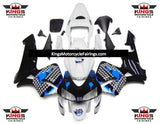 White, Black and Blue Splatter Fairing Kit for a 2003 and 2004 Honda CBR600RR motorcycle