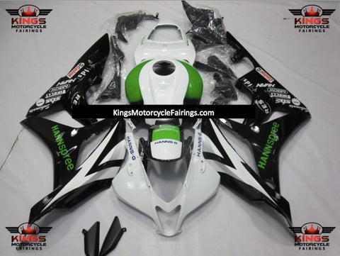 Honda CBR600RR (2007-2008) White, Black & Green HANNspree Fairings