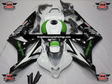 White, Black and Green HANNspree Fairing Kit for a 2007 and 2008 Honda CBR600RR motorcycle