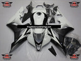 White, Black and Matte Black Fairing Kit for a 2007 and 2008 Honda CBR600RR motorcycle