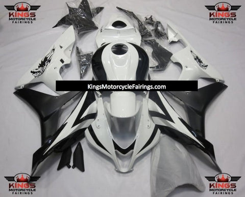 Honda CBR600RR (2007-2008) White, Black & Matte Black Tiger Fairings