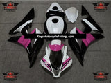 White, Black and Pink Fairing Kit for a 2007 and 2008 Honda CBR600RR motorcycle