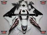 White, Black and Red Fairing Kit for a 2007 and 2008 Honda CBR600RR motorcycle