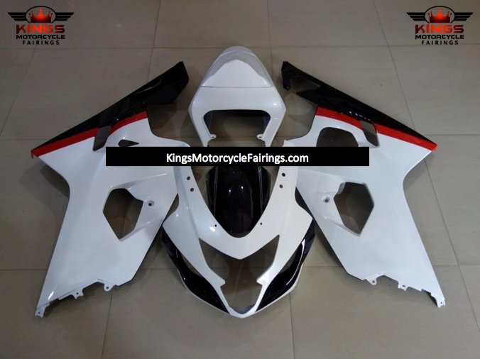 Suzuki GSXR600 (2004-2005) White, Black & Red Fairings