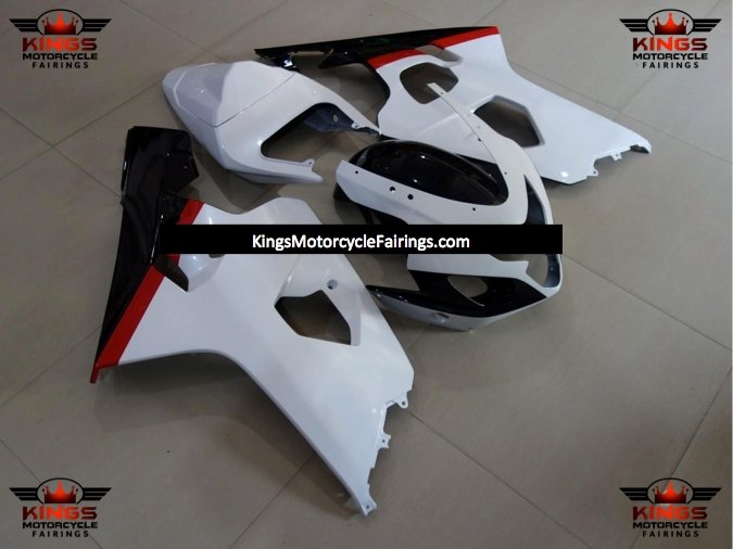 White, Black and Red Fairing Kit for a 2004 & 2005 Suzuki GSX-R750 motorcycle