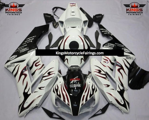 Honda CBR1000RR (2004-2005) White, Black & Red Flame Fairings