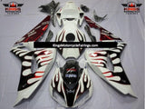 White, Black and Red Flame Fairing Kit for a 2006 & 2007 Honda CBR1000RR motorcycle
