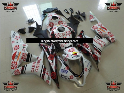 Honda CBR600RR (2007-2008) White, Black & Red Flower Nastro Azzurro Fairings