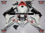 White, Red and Black Konica Minolta Fairing Kit for a 2007 and 2008 Honda CBR600RR motorcycle