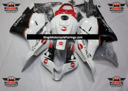 White, Black and Red Konica Minolta Fairing Kit for a 2009, 2010, 2011 & 2012 Honda CBR600RR motorcycle