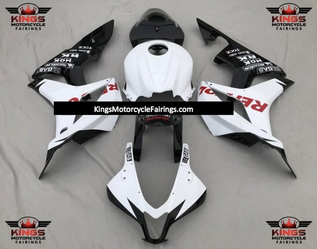 Honda CBR600RR (2007-2008) Matte White, Gloss Black & Red Repsol Fairings