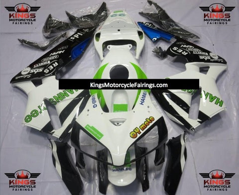 Honda CBR600RR (2005-2006) White, Black & Green HANNspree Fairings