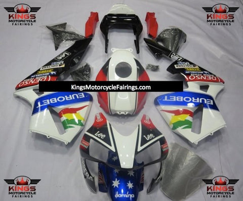 Honda CBR600RR (2003-2004) White, Black, Red & Blue EUROBET Fairings