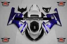 White, Blue and Black Fairing Kit for a 2000, 2001, 2002 & 2003 Suzuki GSX-R600 motorcycle
