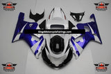 White, Blue and Black Fairing Kit for a 2000, 2001, 2002 & 2003 Suzuki GSX-R600 motorcycle