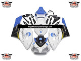 White, Blue and Black Konica Minolta Fairing Kit for a 2004 and 2005 Honda CBR1000RR motorcycle