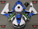 White, Blue and Green Fairing Kit for a 2013, 2014, 2015, 2016, 2017, 2018, 2019, 2020 & 2021 Honda CBR600RR motorcycle