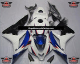 White, Blue, Black and Red Fairing Kit for a 2007 and 2008 Honda CBR600RR motorcycle