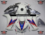 White, Red, Blue and Silver Fairing Kit for a 2012, 2013, 2014, 2015 & 2016 Honda CBR1000RR motorcycle.