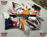 White, Dark Blue, Yellow and Red Repsol Fairing Kit for a 2007 and 2008 Honda CBR600RR motorcycle