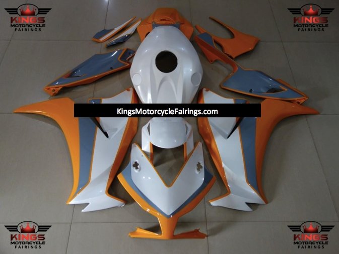 White, Orange and Nardo Gray Fairing Kit for a 2012, 2013, 2014, 2015 & 2016 Honda CBR1000RR motorcycle