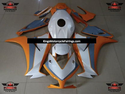 White, Orange and Nardo Gray Fairing Kit for a 2012, 2013, 2014, 2015 & 2016 Honda CBR1000RR motorcycle