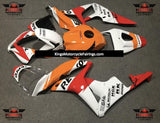 White, Orange and Red Repsol Fairing Kit for a 2007 and 2008 Honda CBR600RR motorcycle