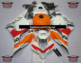 White, Red and Orange Repsol Fairing Kit for a 2009, 2010, 2011 & 2012 Honda CBR600RR motorcycle