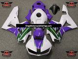 White, Purple and Green Fairing Kit for a 2013, 2014, 2015, 2016, 2017, 2018, 2019, 2020 & 2021 Honda CBR600RR motorcycle