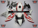White, Red and Black Fairing Kit for a 2008, 2009, 2010 & 2011 Honda CBR1000RR motorcycle