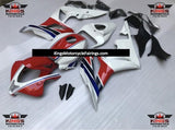 White, Red and Navy Blue Fairing Kit for a 2007 and 2008 Honda CBR600RR motorcycle