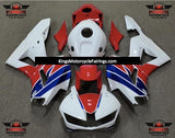 White, Red and Blue Fairing Kit for a 2013, 2014, 2015, 2016, 2017, 2018, 2019, 2020 & 2021 Honda CBR600RR motorcycle