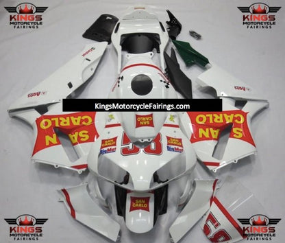 White, Red and Yellow San Carlo #58 Fairing Kit for a 2003 and 2004 Honda CBR600RR motorcycle