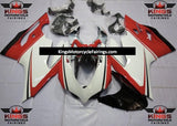 White, Red and Black Stripe Fairing Kit for a 2011, 2012, 2013 & 2014 Ducati 899 motorcycle