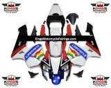 White, Black, Red and Blue EUROBET LEE Fairing Kit for a 2003 and 2004 Honda CBR600RR motorcycle