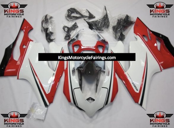 Red, White and Black Fairing Kit for a 2011, 2012, 2013 & 2014 Ducati 1199 motorcycle