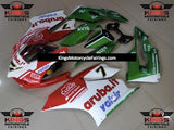 White, Red and Green Fairing Kit for a 2011, 2012, 2013 & 2014 Ducati 1199 motorcycle