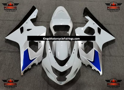 Suzuki GSXR600 (2004-2005) White, Silver, Blue & Black Fairings