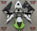 White, Silver, Black and Green Fairing Kit for a 2007 and 2008 Honda CBR600RR motorcycle